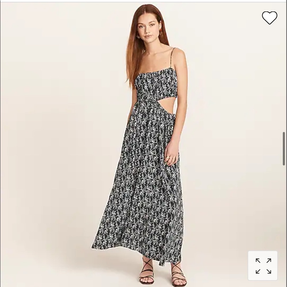 J. Crew Cutout drapey dress in starry swirl XXS navy star cut out NWT
